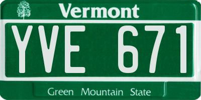 VT license plate YVE671