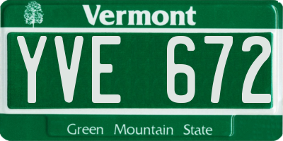 VT license plate YVE672