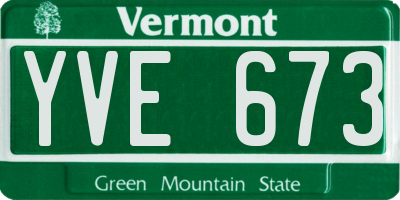 VT license plate YVE673