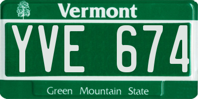 VT license plate YVE674