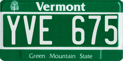 VT license plate YVE675