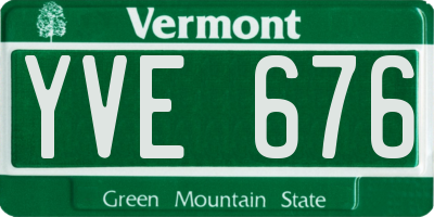 VT license plate YVE676