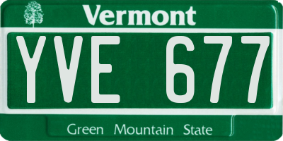 VT license plate YVE677