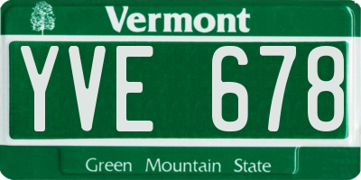 VT license plate YVE678