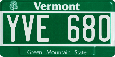 VT license plate YVE680