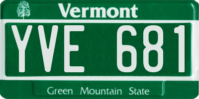 VT license plate YVE681