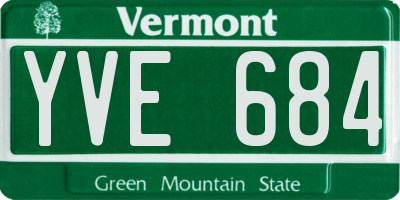 VT license plate YVE684
