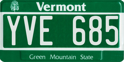 VT license plate YVE685