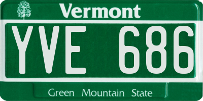 VT license plate YVE686