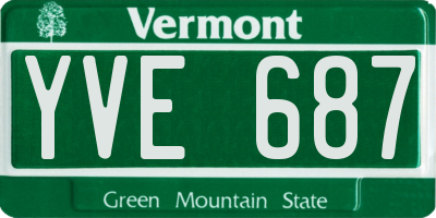 VT license plate YVE687