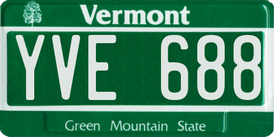VT license plate YVE688