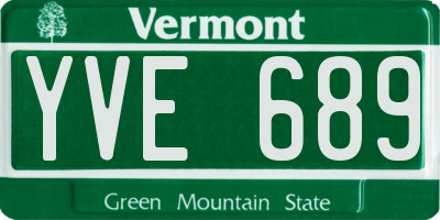 VT license plate YVE689