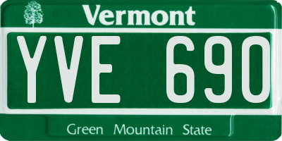 VT license plate YVE690