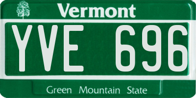 VT license plate YVE696