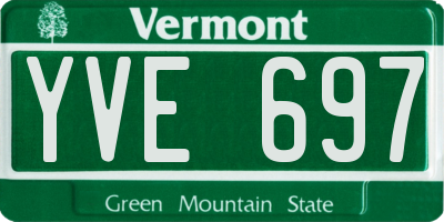 VT license plate YVE697