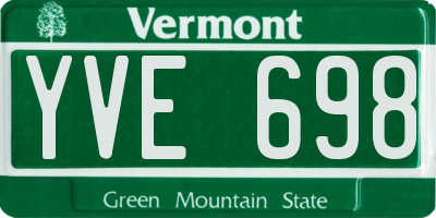 VT license plate YVE698