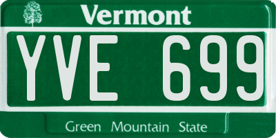 VT license plate YVE699