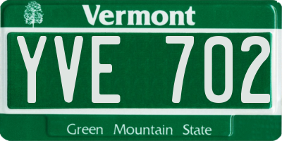 VT license plate YVE702