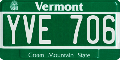 VT license plate YVE706
