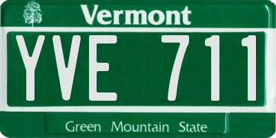 VT license plate YVE711