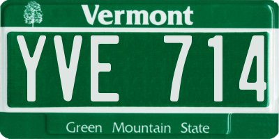 VT license plate YVE714