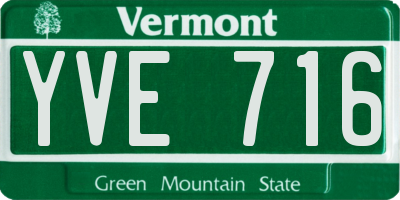 VT license plate YVE716
