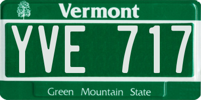 VT license plate YVE717
