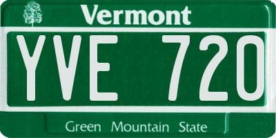 VT license plate YVE720