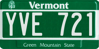 VT license plate YVE721