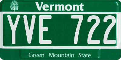 VT license plate YVE722
