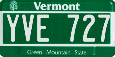 VT license plate YVE727