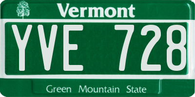 VT license plate YVE728