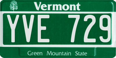 VT license plate YVE729