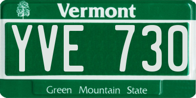 VT license plate YVE730