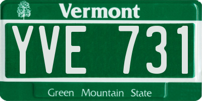 VT license plate YVE731