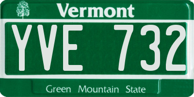 VT license plate YVE732