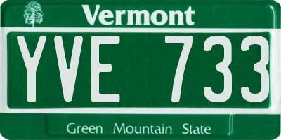 VT license plate YVE733