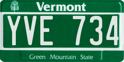 VT license plate YVE734