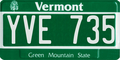 VT license plate YVE735