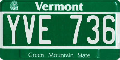 VT license plate YVE736