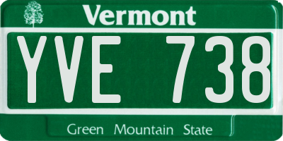 VT license plate YVE738