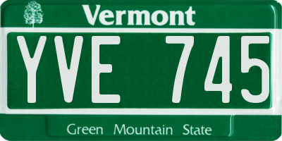 VT license plate YVE745
