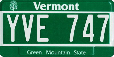 VT license plate YVE747