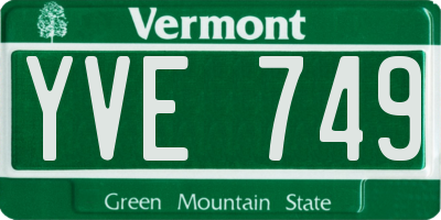VT license plate YVE749