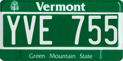 VT license plate YVE755