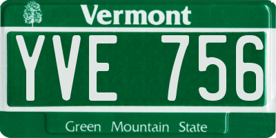 VT license plate YVE756