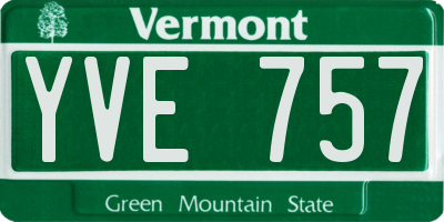 VT license plate YVE757