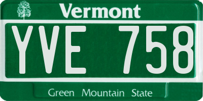 VT license plate YVE758