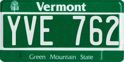 VT license plate YVE762