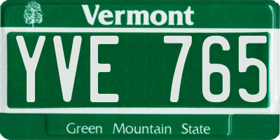 VT license plate YVE765